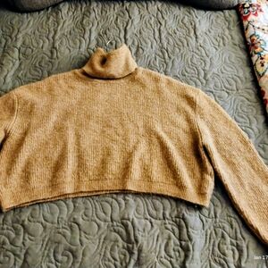 Stradivarius Camel Cowl Neck Sweater
